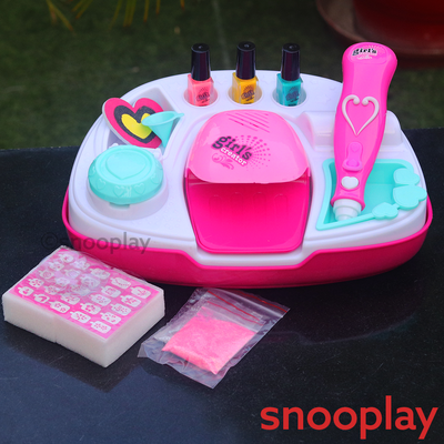 Nail Art Studio with Electronic Dryer and Applicator for Kids | Pretend Play Toys - Big