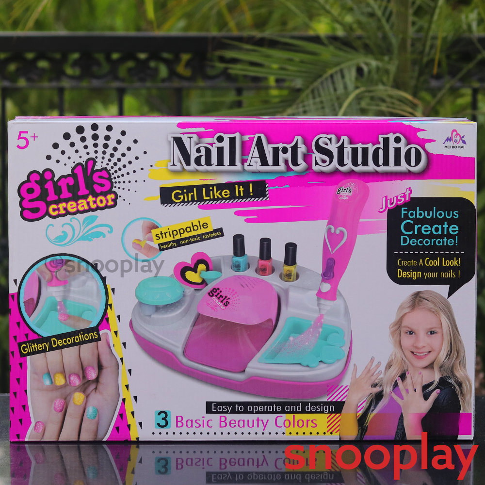 Nail Art Studio with Electronic Dryer and Applicator for Kids | Pretend Play Toys - Big