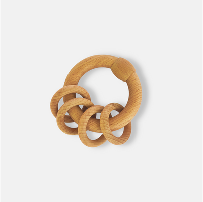 Natural Wooden Ring Rattle 4 Rings of Delight