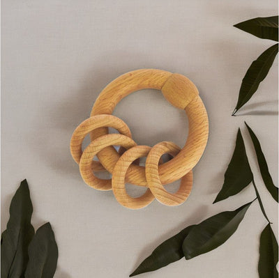 Natural Wooden Ring Rattle 4 Rings of Delight