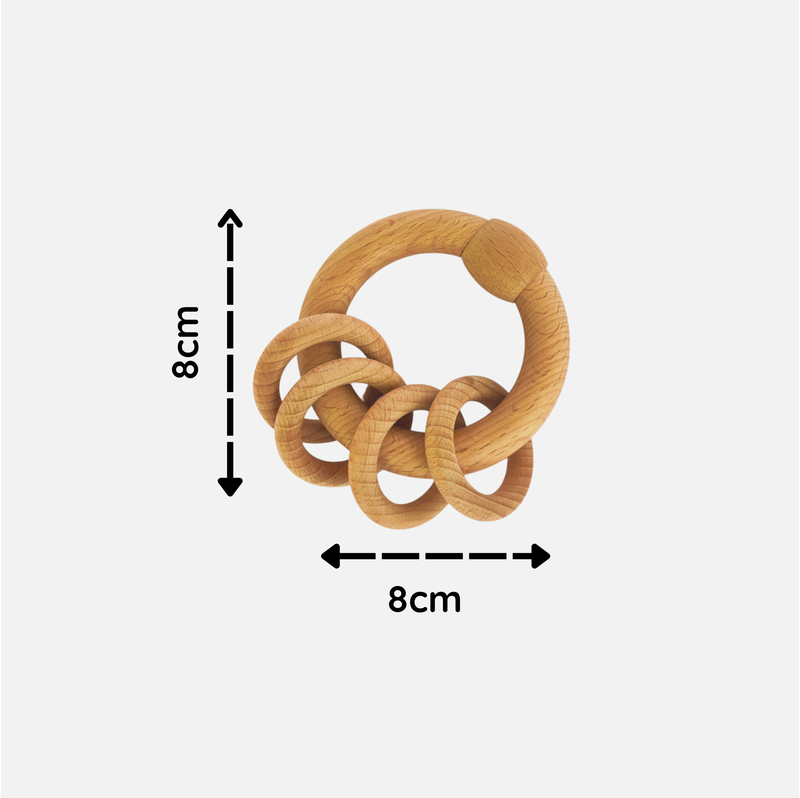 Natural Wooden Ring Rattle 4 Rings of Delight