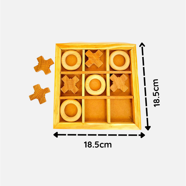 Natural Wooden X and O Tic Tac Toe