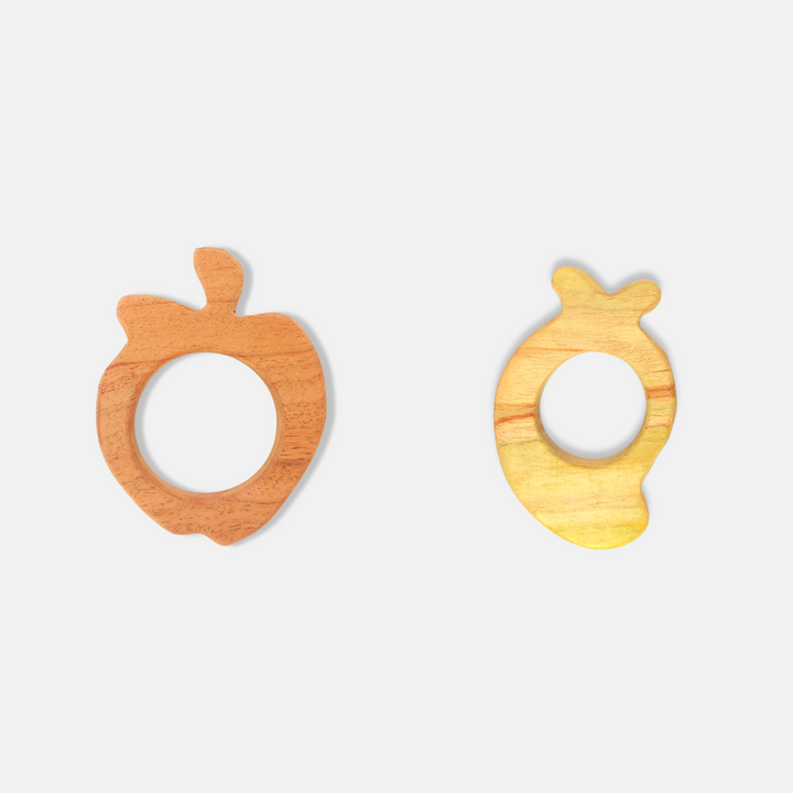 Apple and Mango Shaped Neem Wood Teethers (6-12 Months)