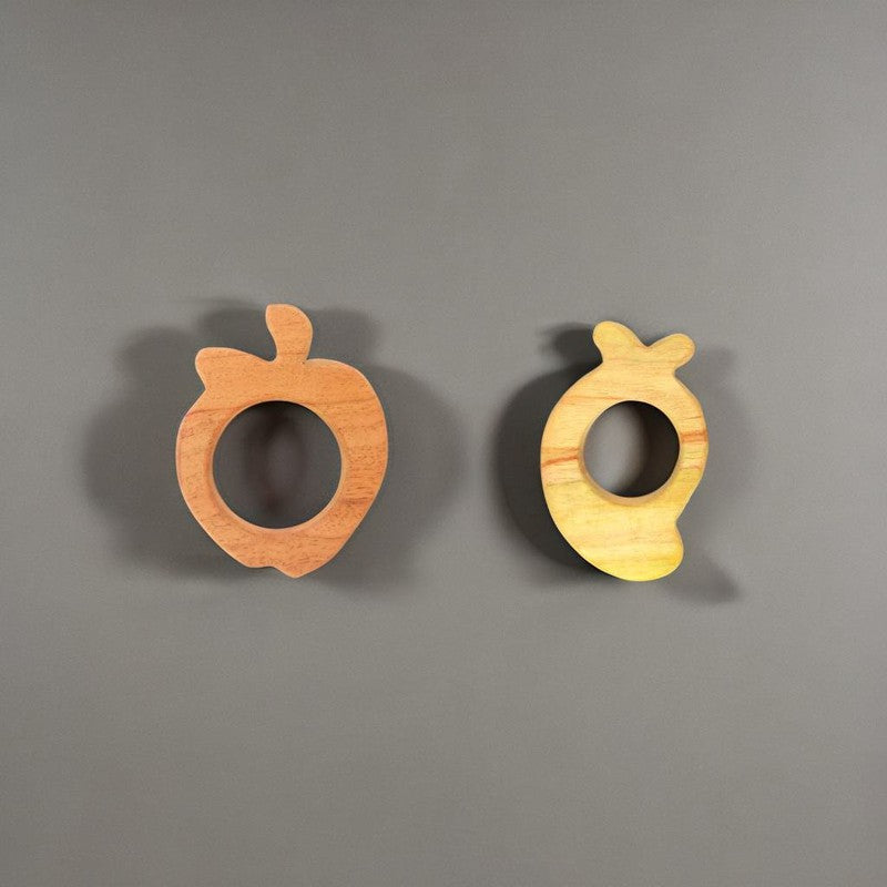 Apple and Mango Shaped Neem Wood Teethers (6-12 Months)