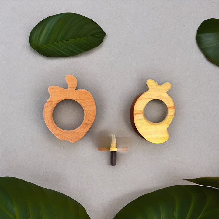 Apple and Mango Shaped Neem Wood Teethers (6-12 Months)