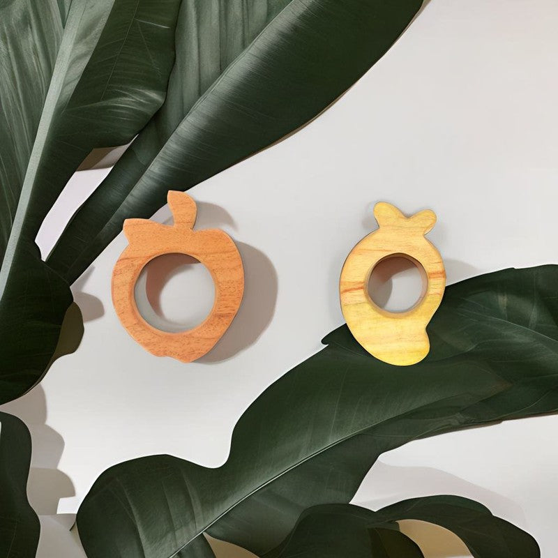 Apple and Mango Shaped Neem Wood Teethers (6-12 Months)