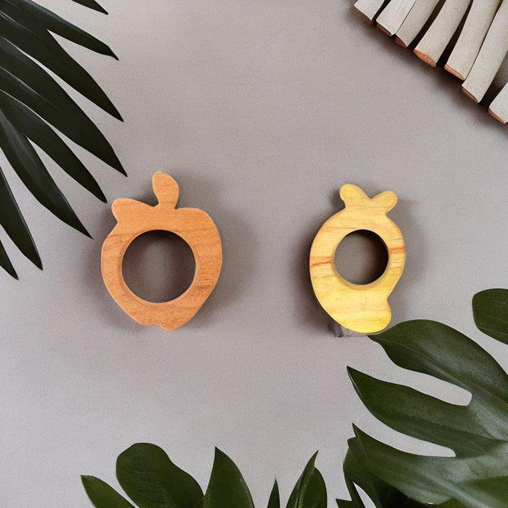 Apple and Mango Shaped Neem Wood Teethers (6-12 Months)