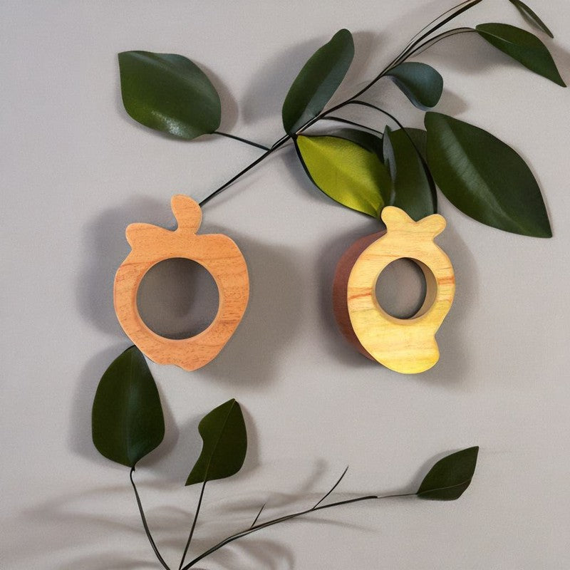 Apple and Mango Shaped Neem Wood Teethers (6-12 Months)