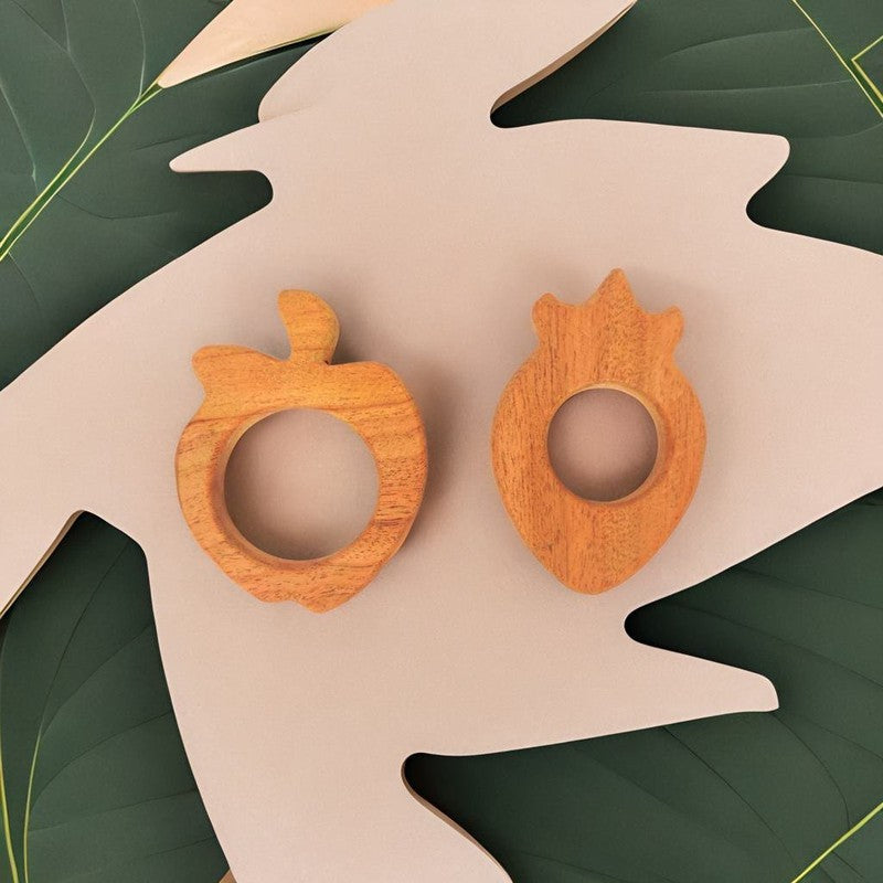 Apple and Strawberry Shaped Neem Wood Teethers