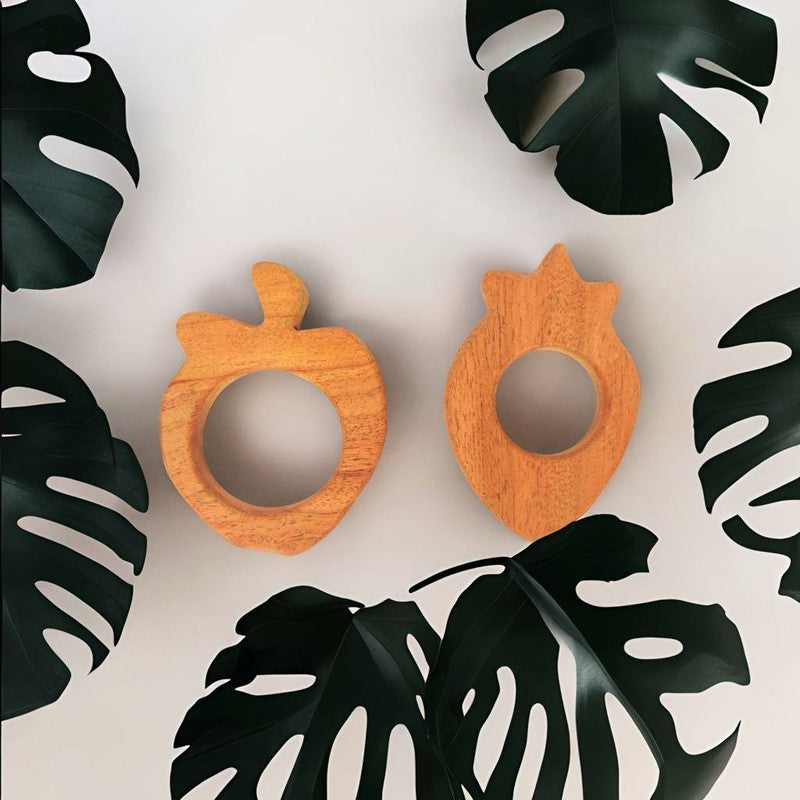 Apple and Strawberry Shaped Neem Wood Teethers