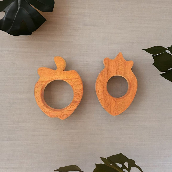 Apple and Strawberry Shaped Neem Wood Teethers