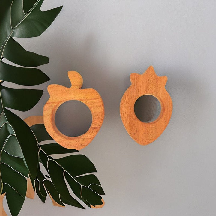 Apple and Strawberry Shaped Neem Wood Teethers