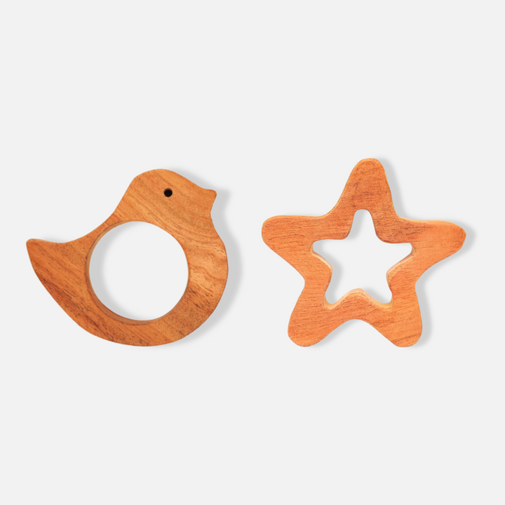 Bird and Star Shapes Neem Wood Teethers