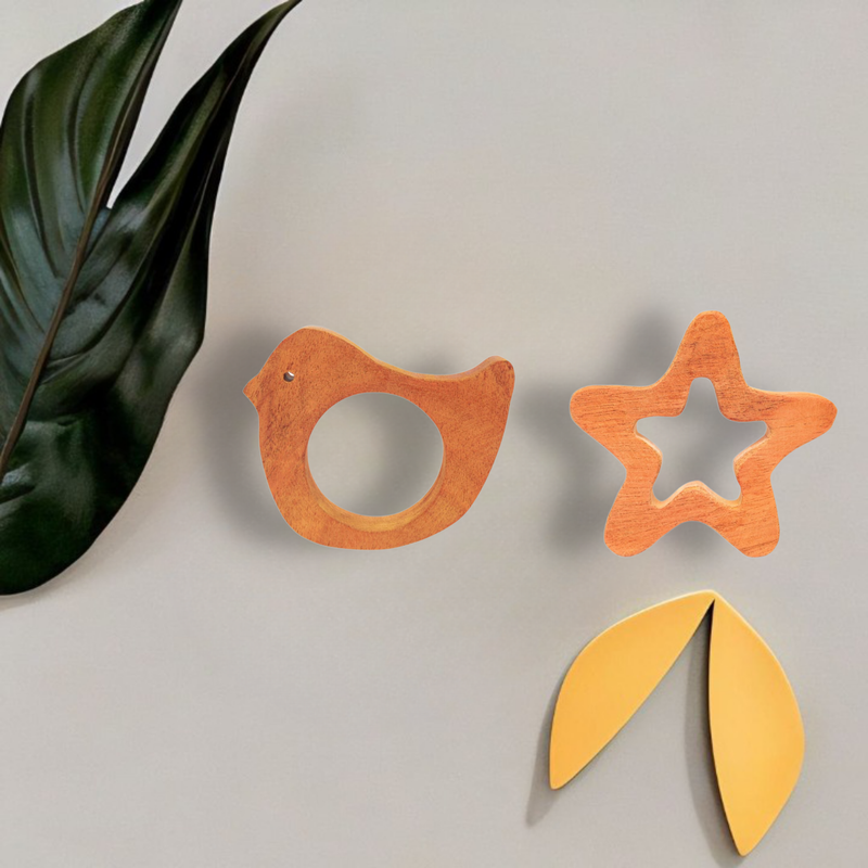 Bird and Star Shapes Neem Wood Teethers