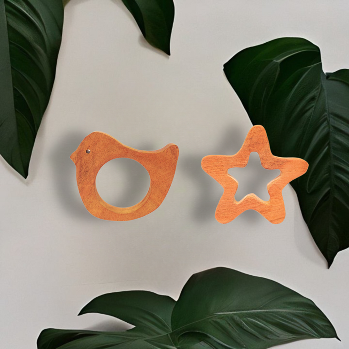 Bird and Star Shapes Neem Wood Teethers