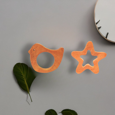 Bird and Star Shapes Neem Wood Teethers