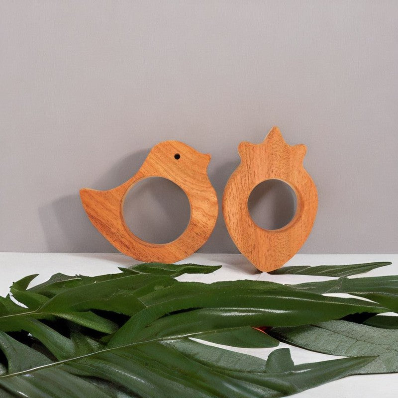 Bird and Strawberry Shaped Neem Wood Teethers