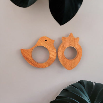 Bird and Strawberry Shaped Neem Wood Teethers