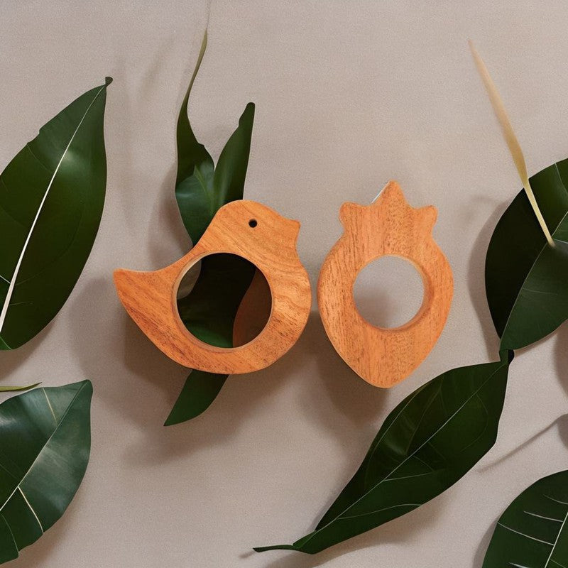 Bird and Strawberry Shaped Neem Wood Teethers