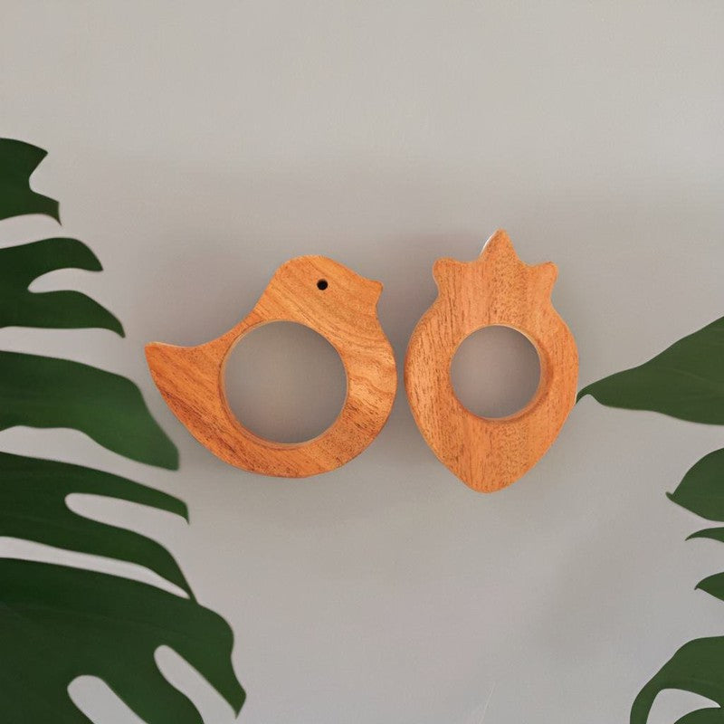 Bird and Strawberry Shaped Neem Wood Teethers