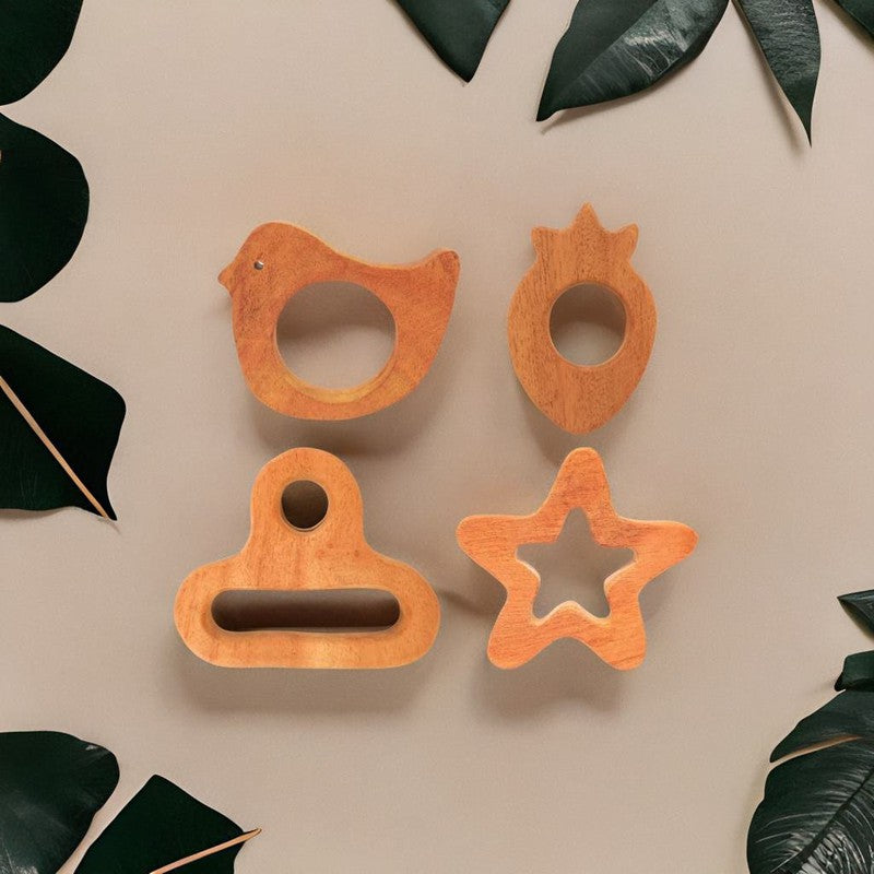 Assorted Shapes Collection Neem Wood Teethers (Combo of 5)