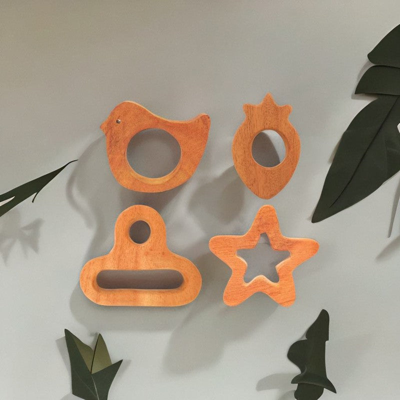 Assorted Shapes Collection Neem Wood Teethers (Combo of 5)