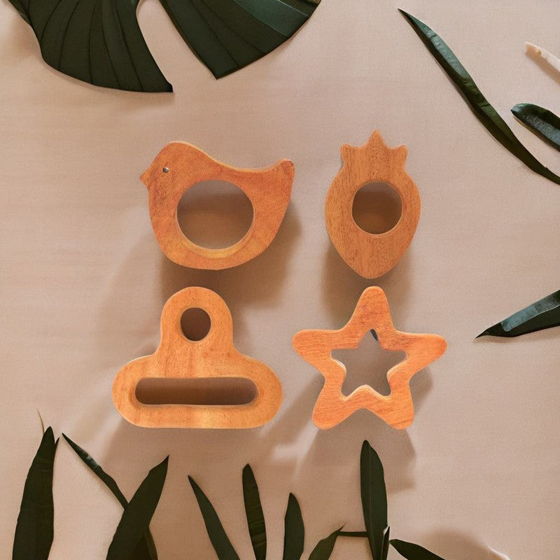 Assorted Shapes Collection Neem Wood Teethers (Combo of 5)