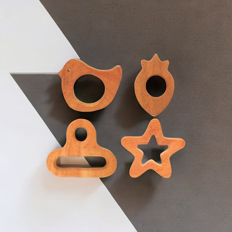 Assorted Shapes Collection Neem Wood Teethers (Combo of 5)