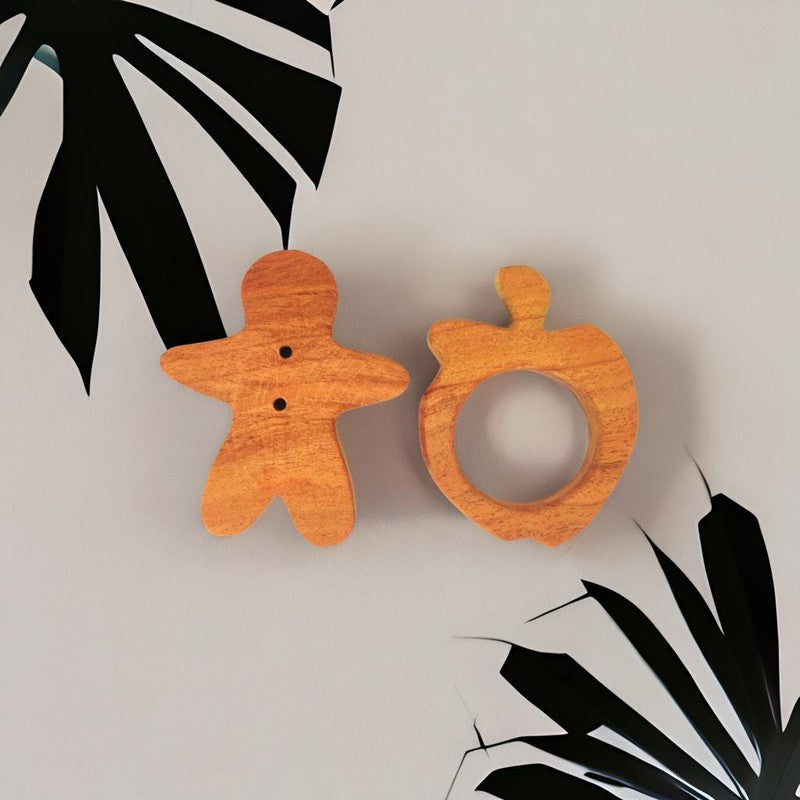 Man and Apple Shapes Neem Wood Teethers