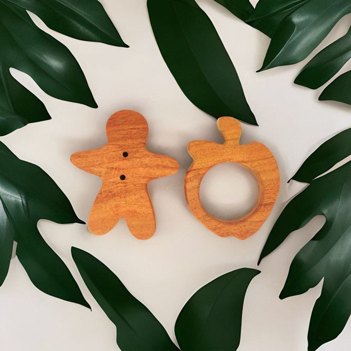 Man and Apple Shapes Neem Wood Teethers