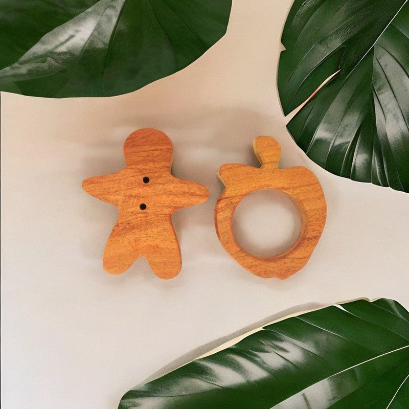 Man and Apple Shapes Neem Wood Teethers