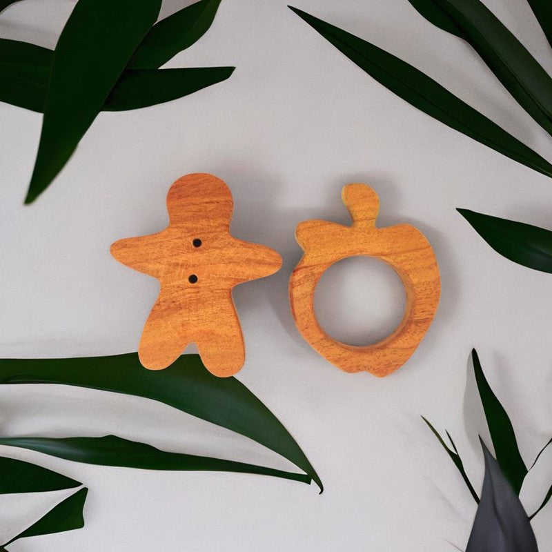 Man and Apple Shapes Neem Wood Teethers