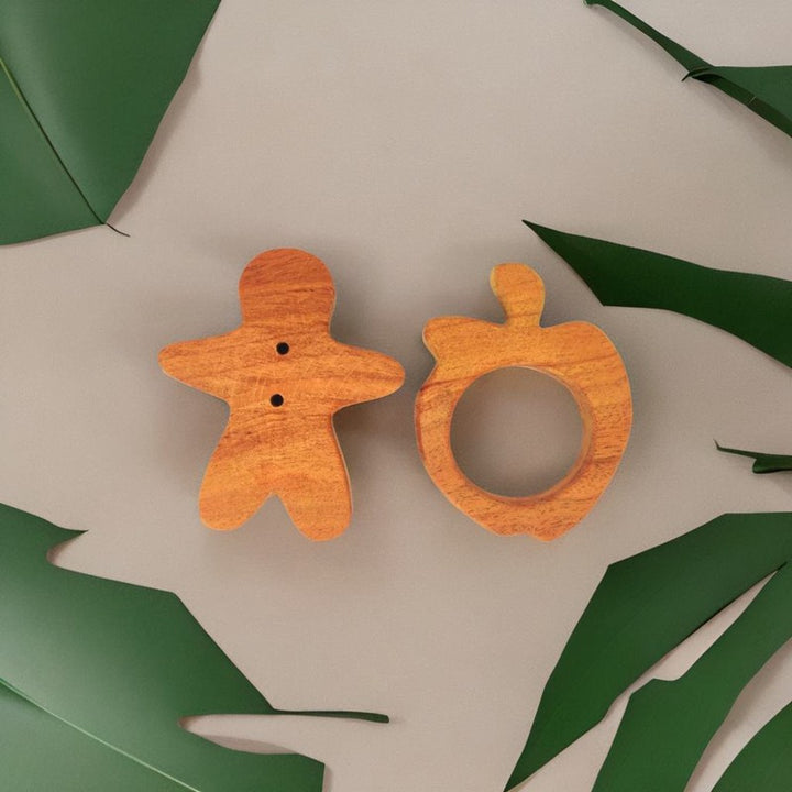 Man and Apple Shapes Neem Wood Teethers