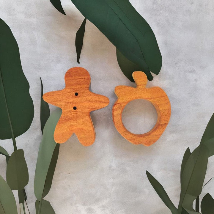 Man and Apple Shapes Neem Wood Teethers