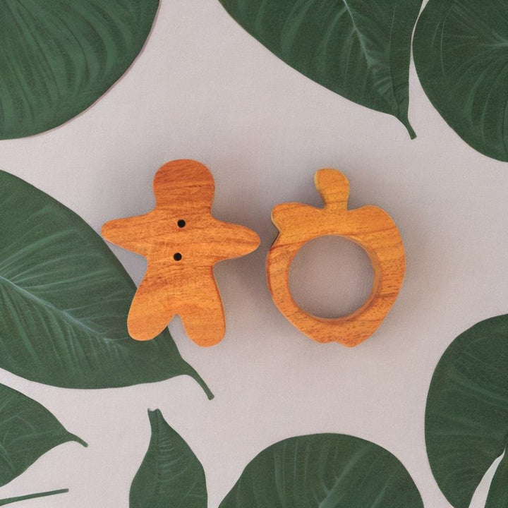 Man and Apple Shapes Neem Wood Teethers