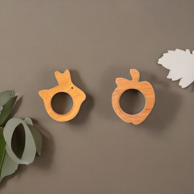 Rabbit and Apple Shapes Neem Wood Teethers