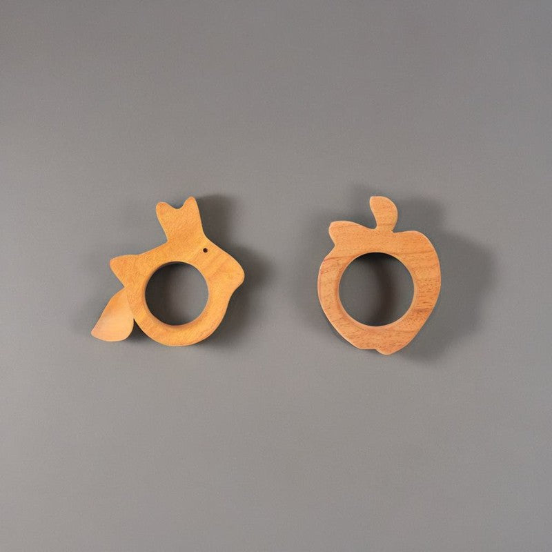 Rabbit and Apple Shapes Neem Wood Teethers