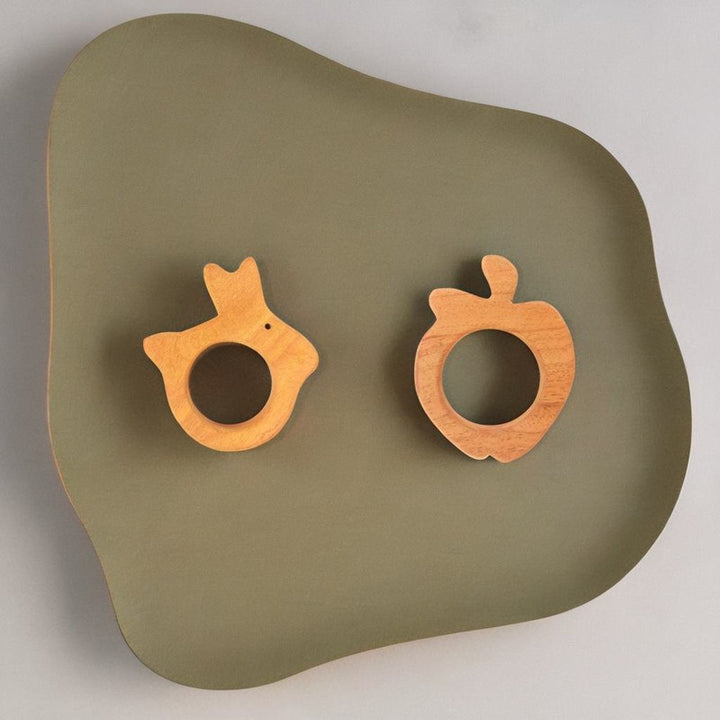 Rabbit and Apple Shapes Neem Wood Teethers