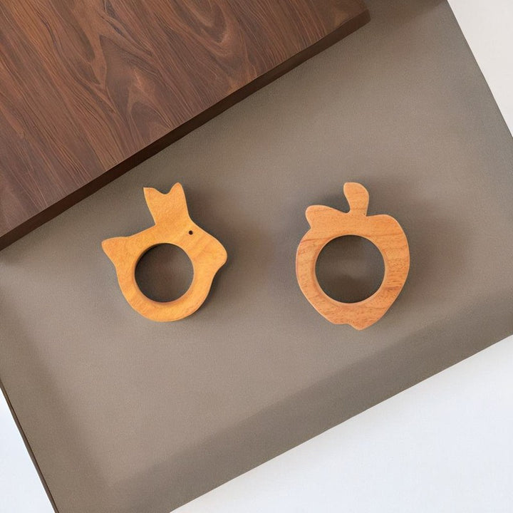 Rabbit and Apple Shapes Neem Wood Teethers