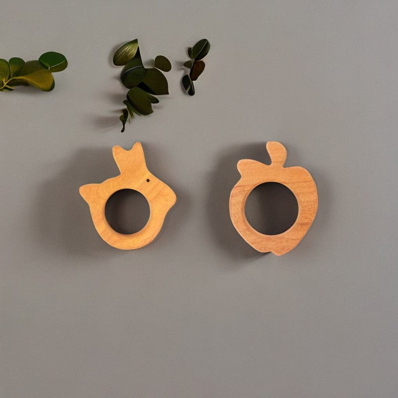 Rabbit and Apple Shapes Neem Wood Teethers