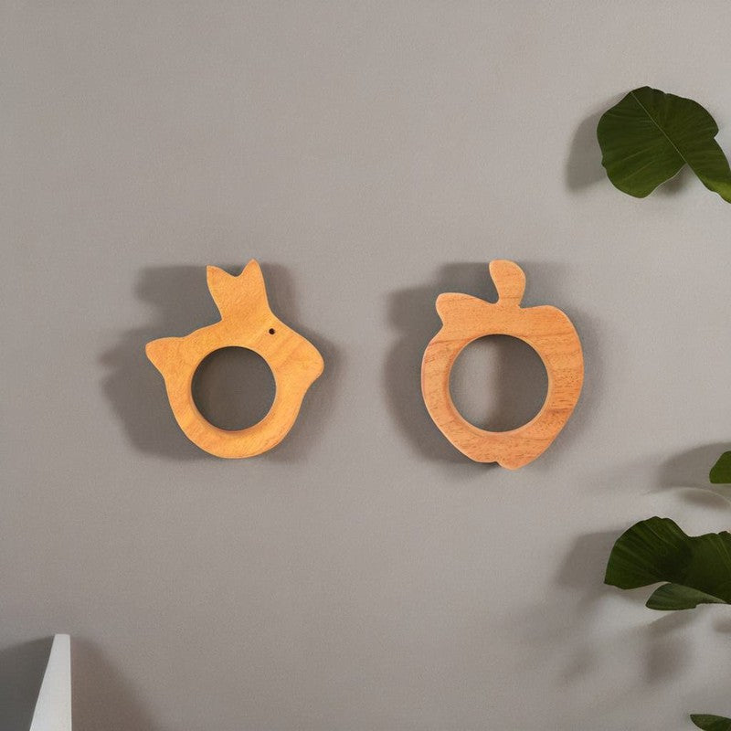 Rabbit and Apple Shapes Neem Wood Teethers