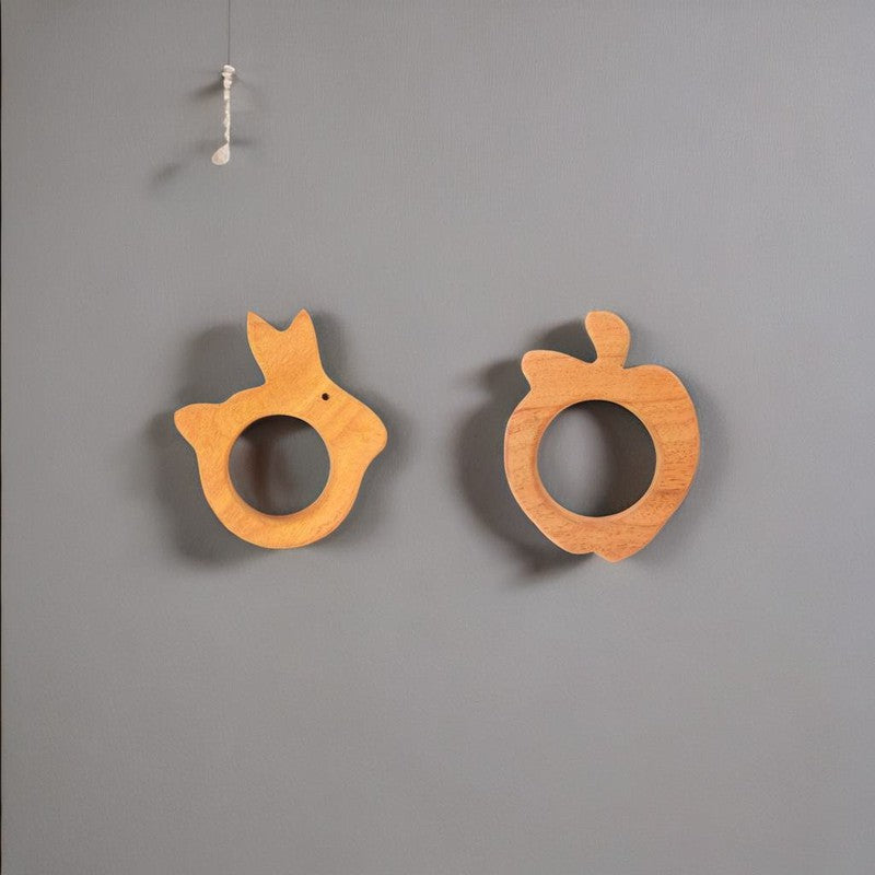 Rabbit and Apple Shapes Neem Wood Teethers