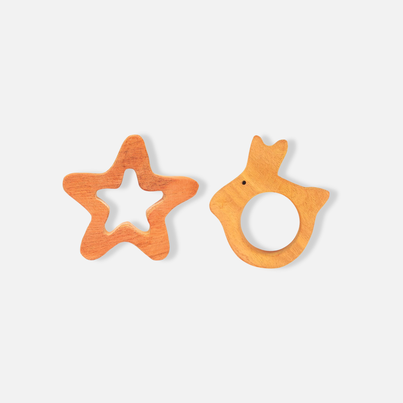 Rabbit and Star Shaped Neem Wood Teethers