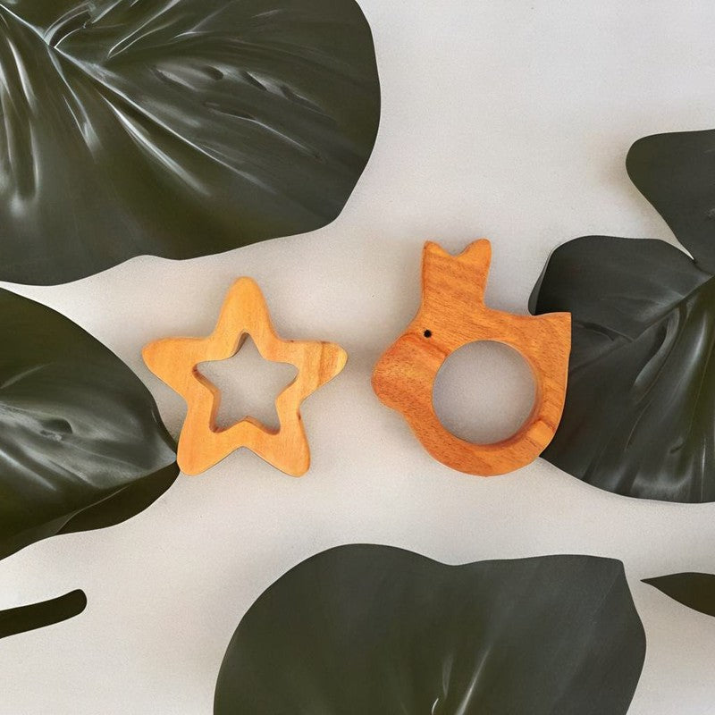 Rabbit and Star Shaped Neem Wood Teethers