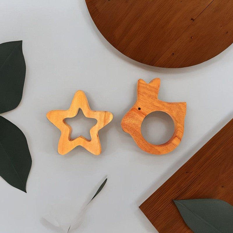 Rabbit and Star Shaped Neem Wood Teethers