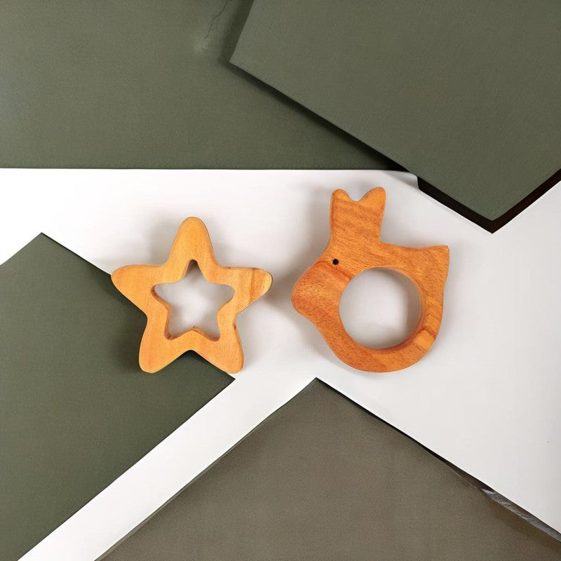 Rabbit and Star Shaped Neem Wood Teethers