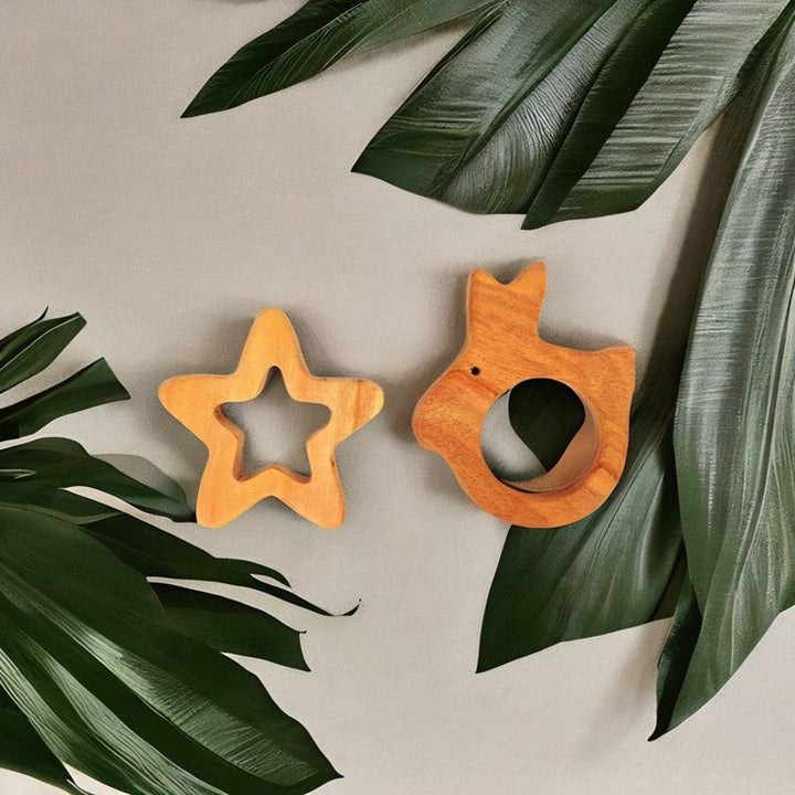 Rabbit and Star Shaped Neem Wood Teethers