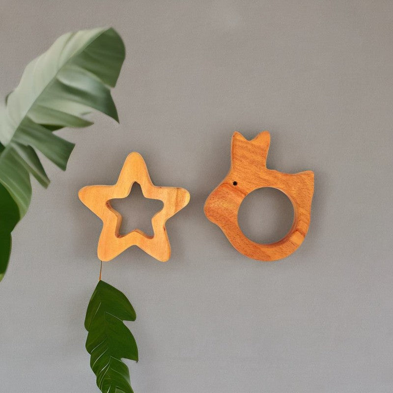 Rabbit and Star Shaped Neem Wood Teethers