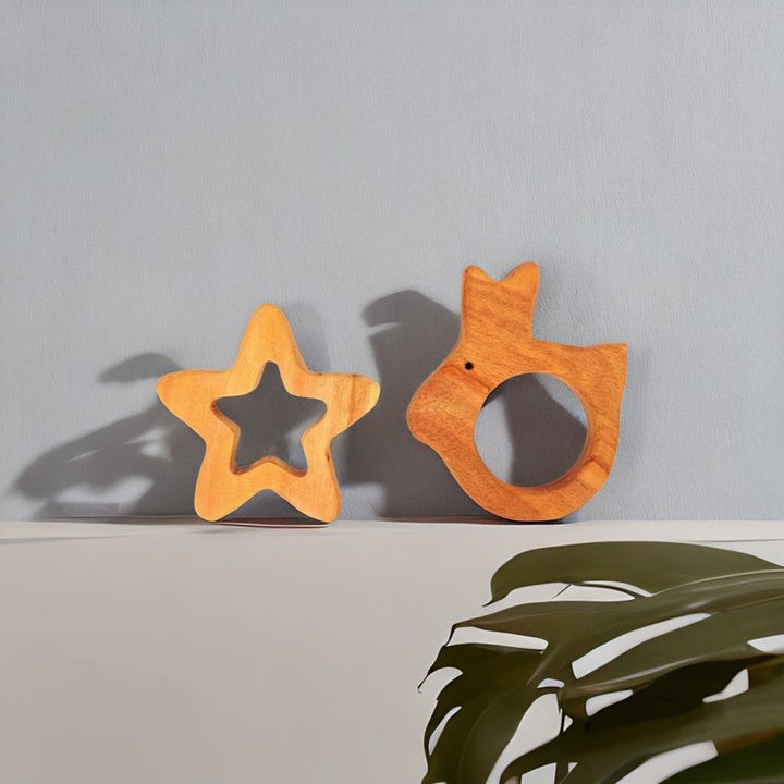 Rabbit and Star Shaped Neem Wood Teethers