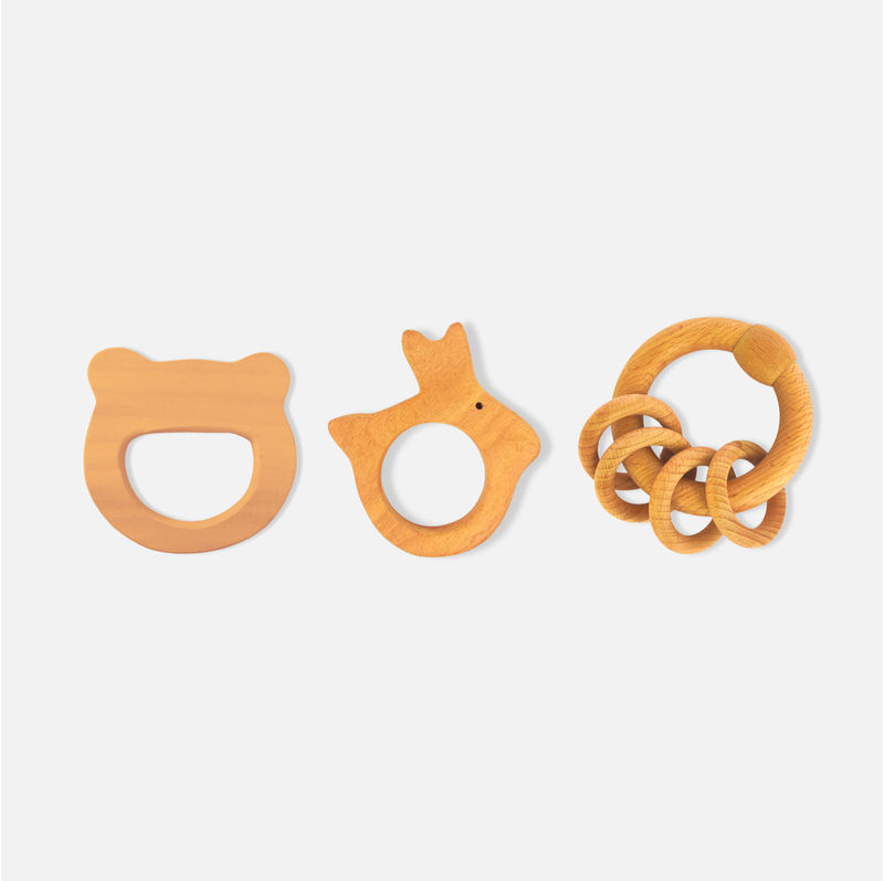Buy Neem Wood Teether Rattles Combo on Snooplay India